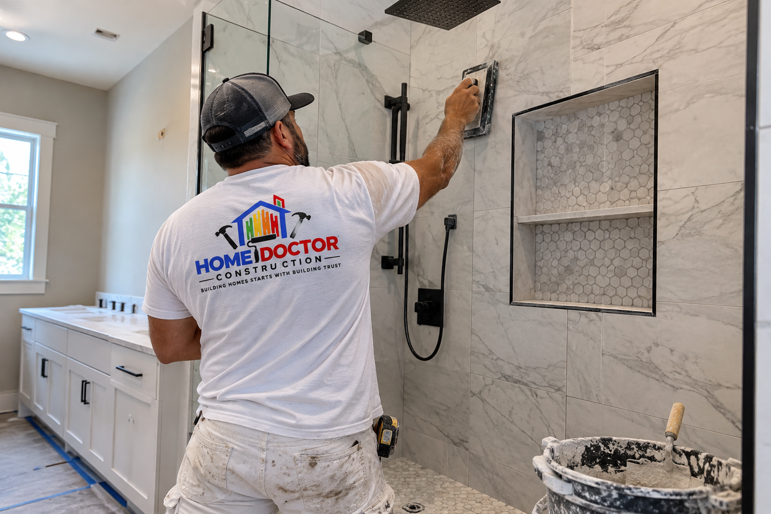 Home Doctor Construction project photography related to Tile Shower vs. Shower Insert: What to Consider