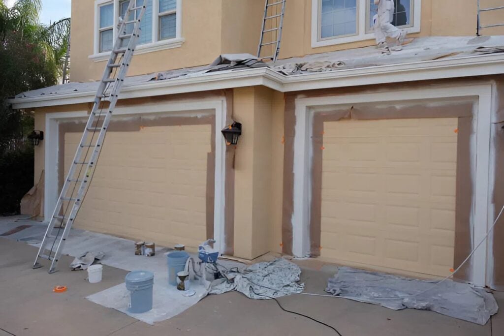 Exterior prep and garage painting by a painting company in Clemmons, NC